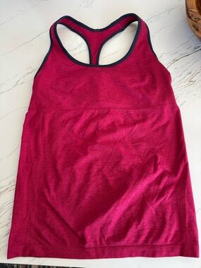 lululemon athletica Pink Racerback Tank Top with Black Trim
